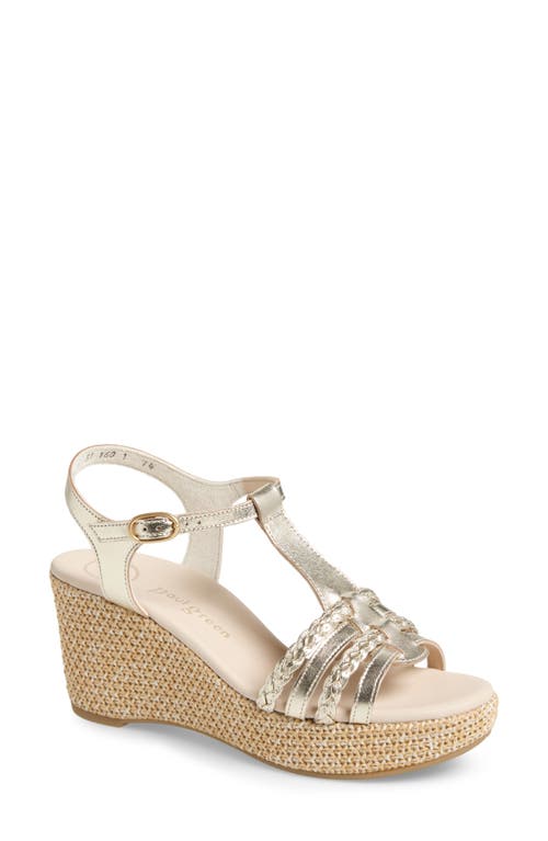 Paul Green Ava Wedge Sandal In Platino Metallic Nappa