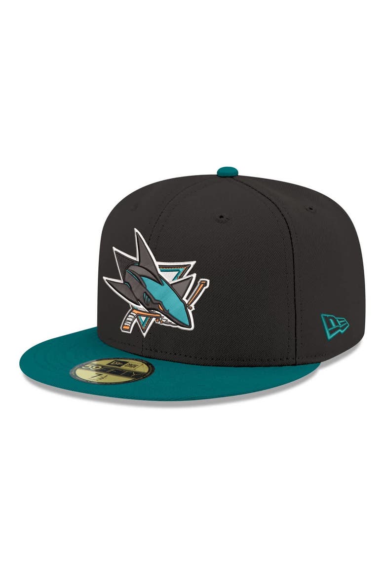 Men's New Era  Black San Jose Sharks Core Logo Two-Tone 59FIFTY Fitted Hat, Main, color, Black