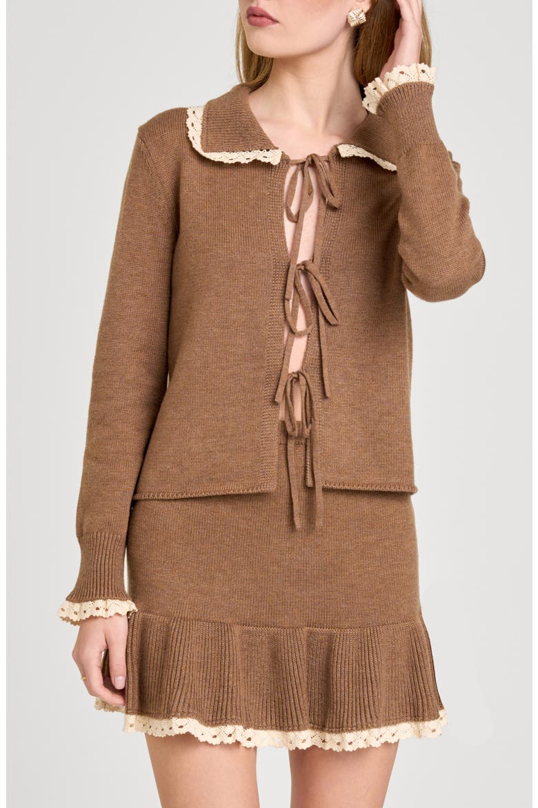 Ginger Tie Cardigan, Main, color, MOCHA