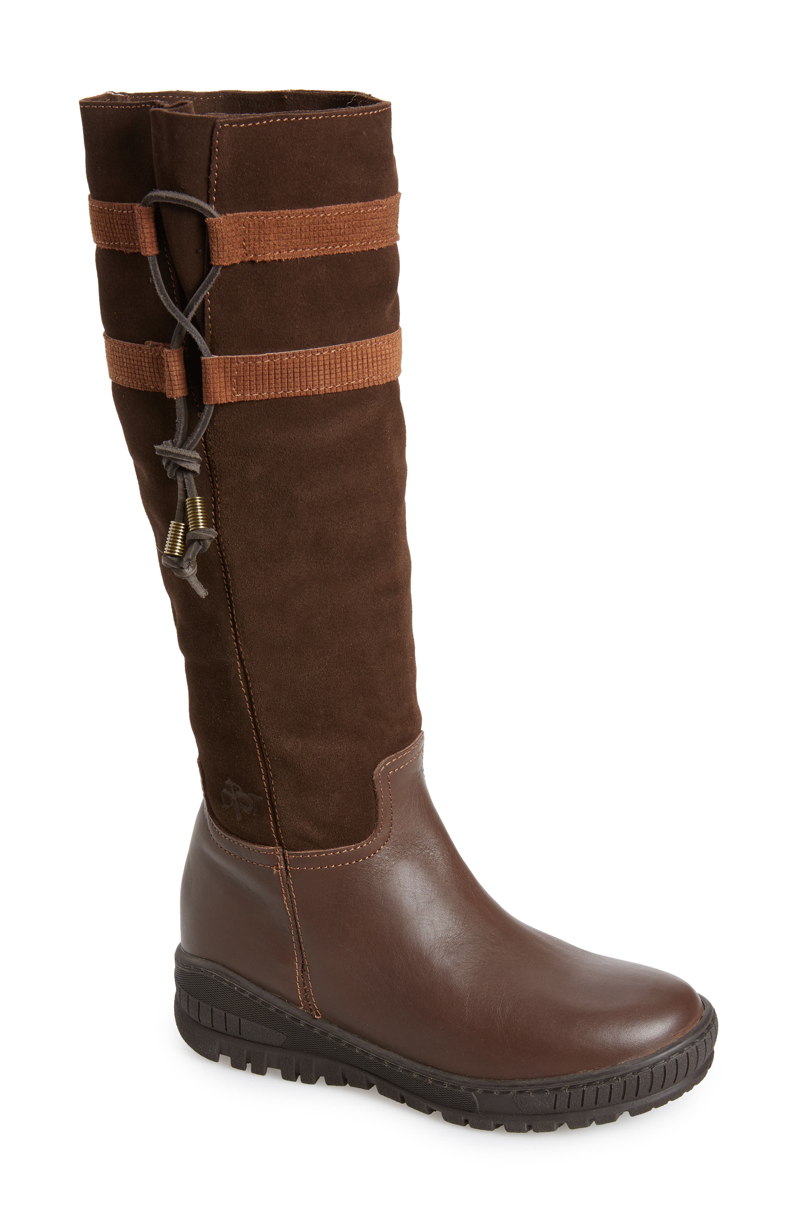 Move On Knee High Boot, Main, color, DARK BROWN LEATHER