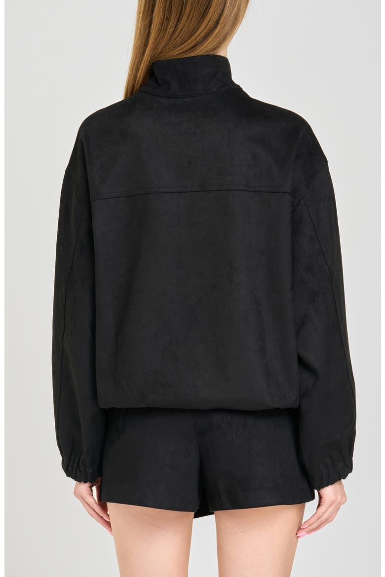 Parker Faux Suede Bomber Jacket, Alternate, color, BLACK
