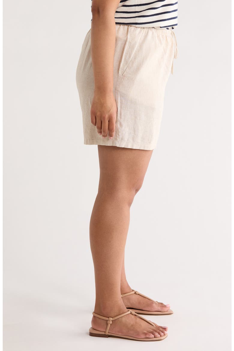Linen Blend Drawstring Shorts, Alternate, color, FLAX