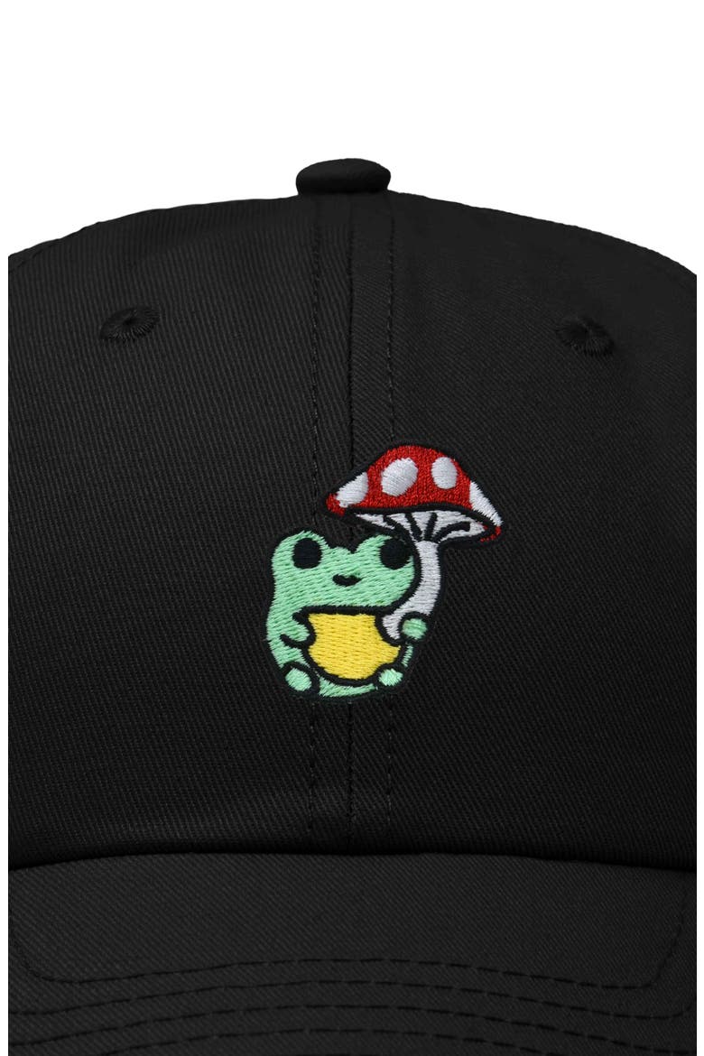 Mushroom Frog Embroidered Hat, Alternate, color, Black