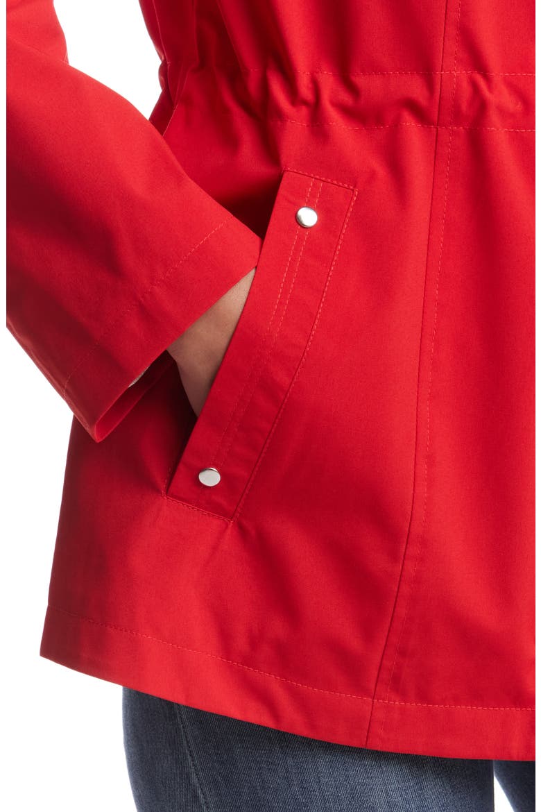Water Resistant Hooded Raincoat, Alternate, color, RED