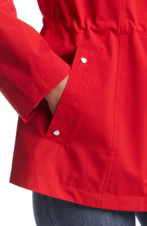 Gallery Water Resistant Hooded Raincoat In Red