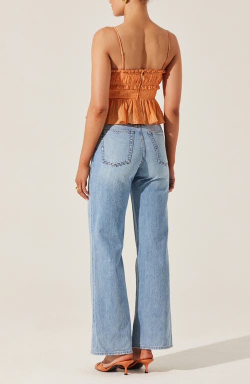 Astr Sylvan Shirred Peplum Top In Papaya In Orange