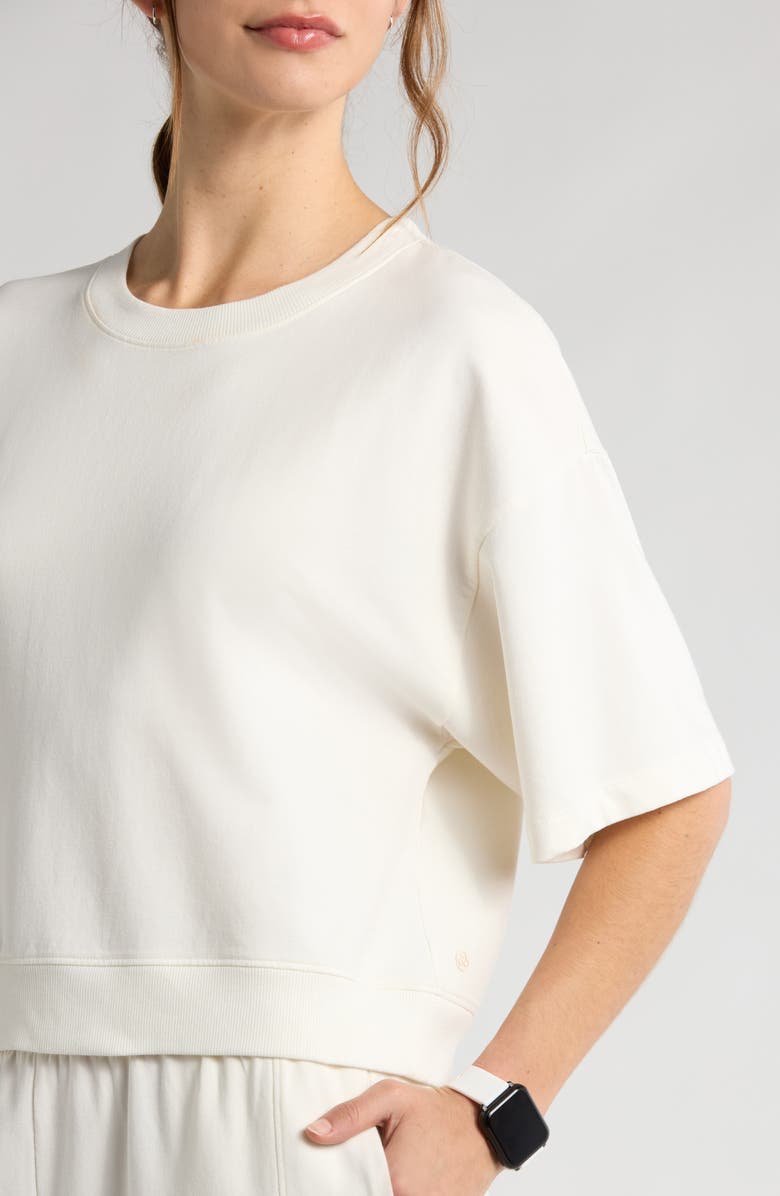 Zella Terry Crewneck Sweatshirt, Alternate, color, Ivory Egret