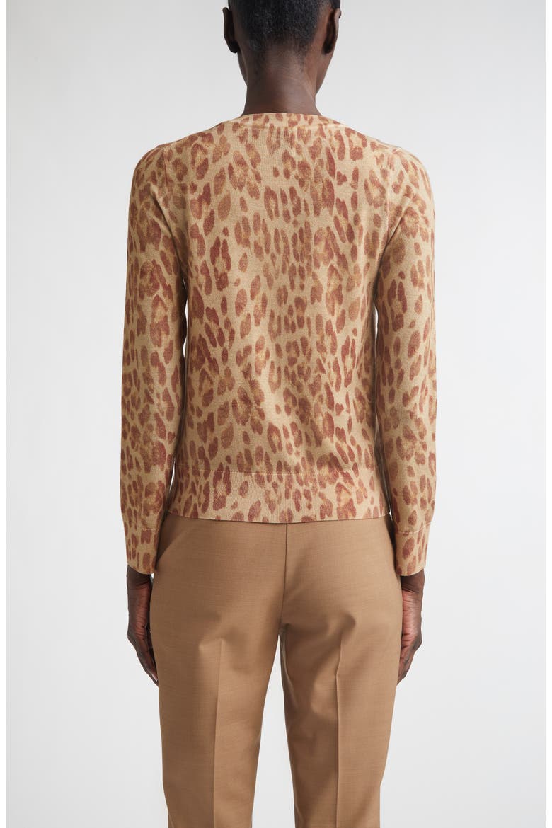 Fine Gauge Leopard Print Wool Blend Cardigan, Alternate, color, RUST MULTI ANIMAL PRINT