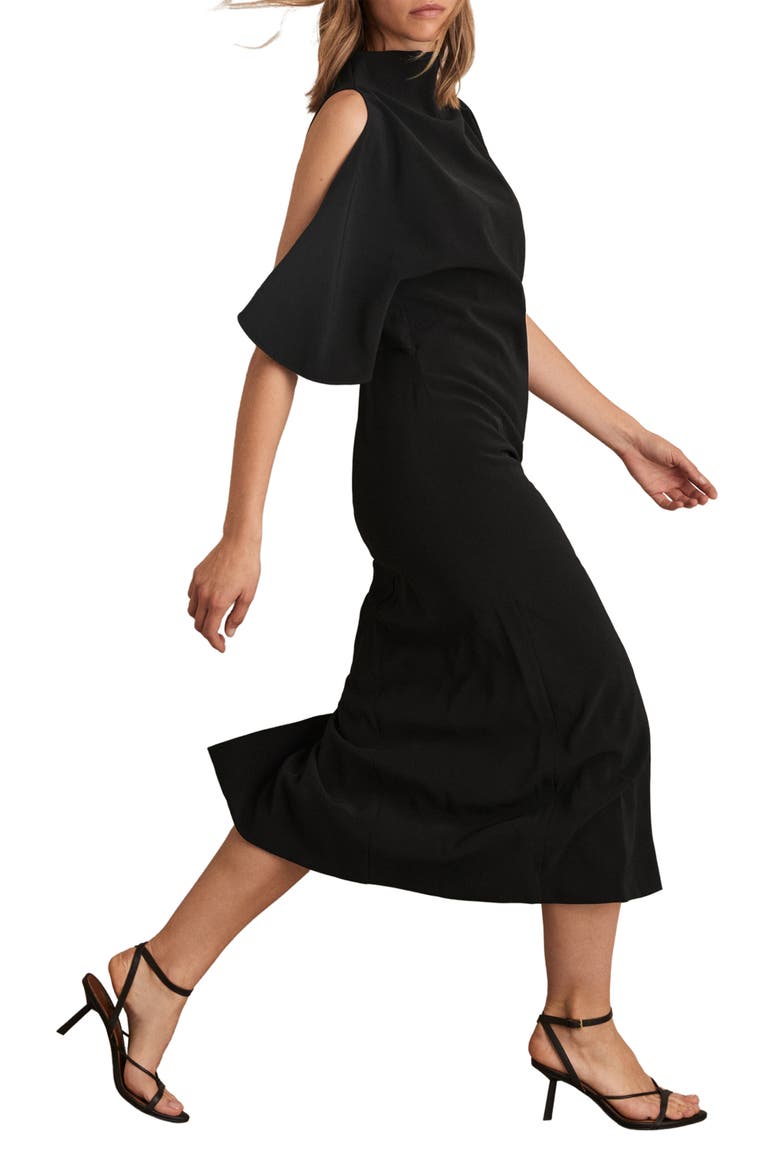 Petra Funnel Neck Maxi Dress, Main, color, BLACK