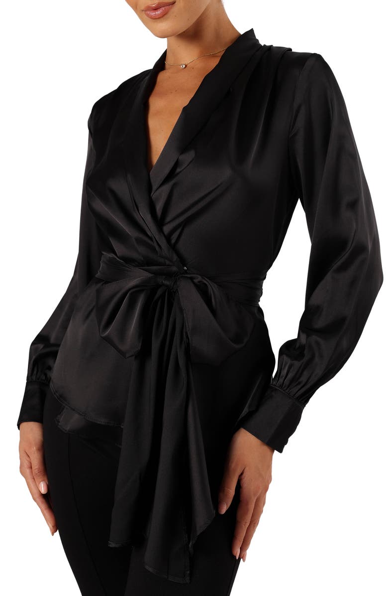 Petal & Pup Aydin Satin Wrap Top, Main, color, 