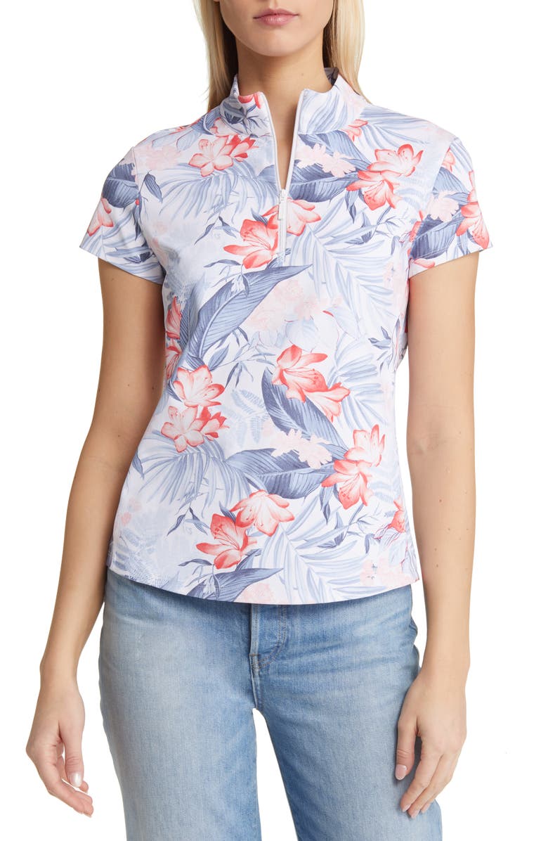 Tommy Bahama Aubrey Delicate Floral IslandZone<sup>®</sup> Quarter Zip Top, Main, color, 