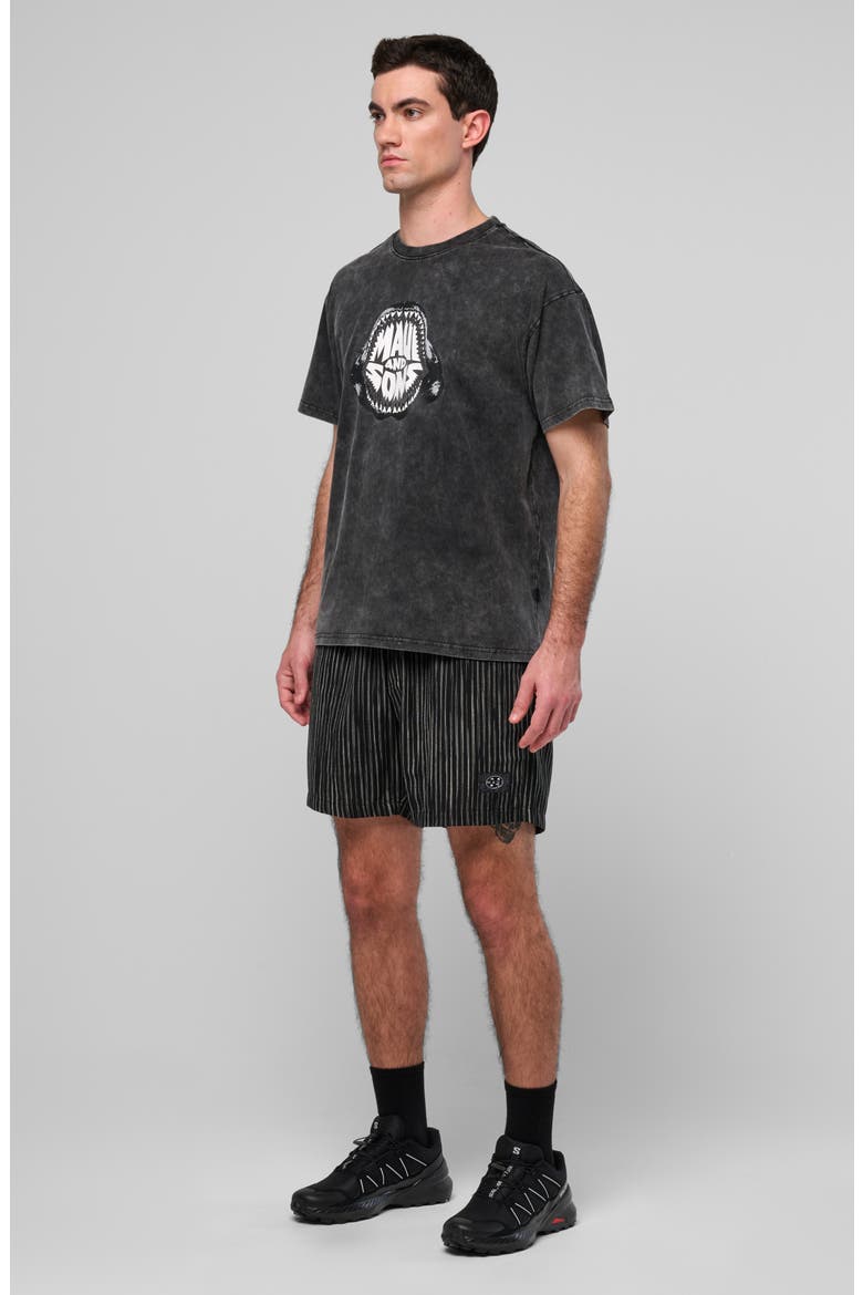 Shark Teeth Mineral Wash Cotton Graphic T-Shirt, Alternate, color, BLACK