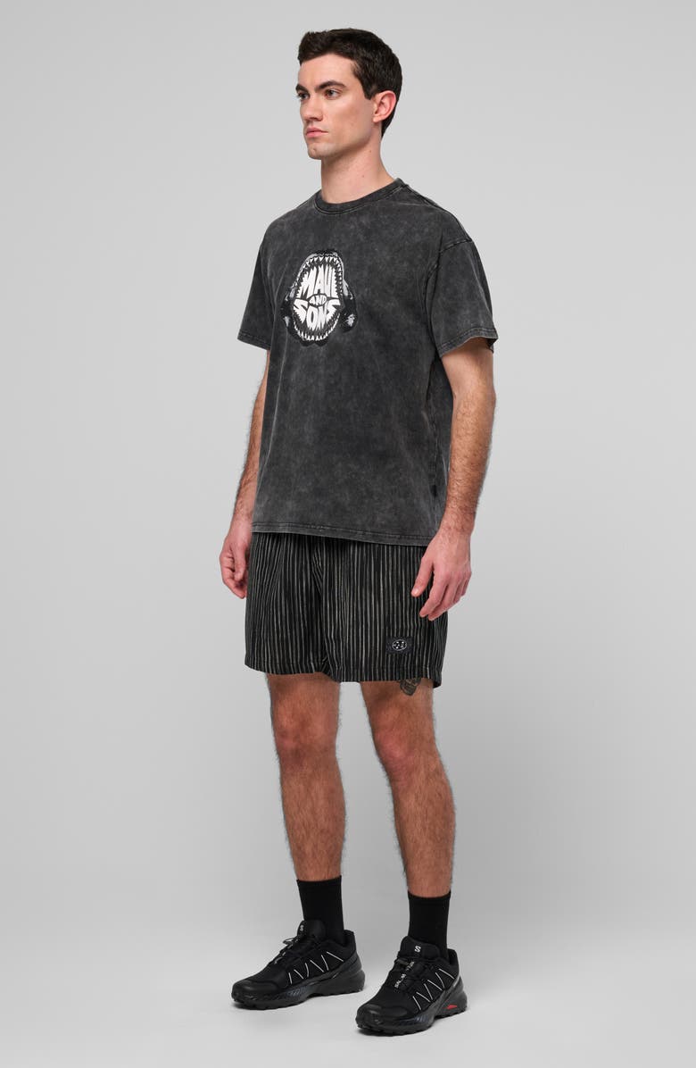 Maui & Sons Shark Teeth Mineral Wash Cotton Graphic T-Shirt, Alternate, color, Black