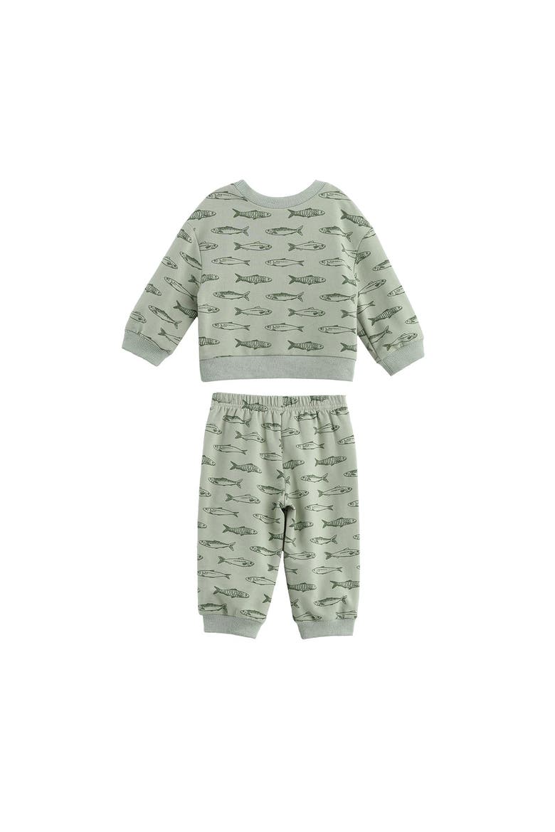 Matthew Long Sleeve Fish Print Sweatshirt and Jogger Set, Main, color, Green