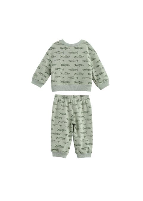 Matthew Long Sleeve Fish Print Sweatshirt and Jogger Set