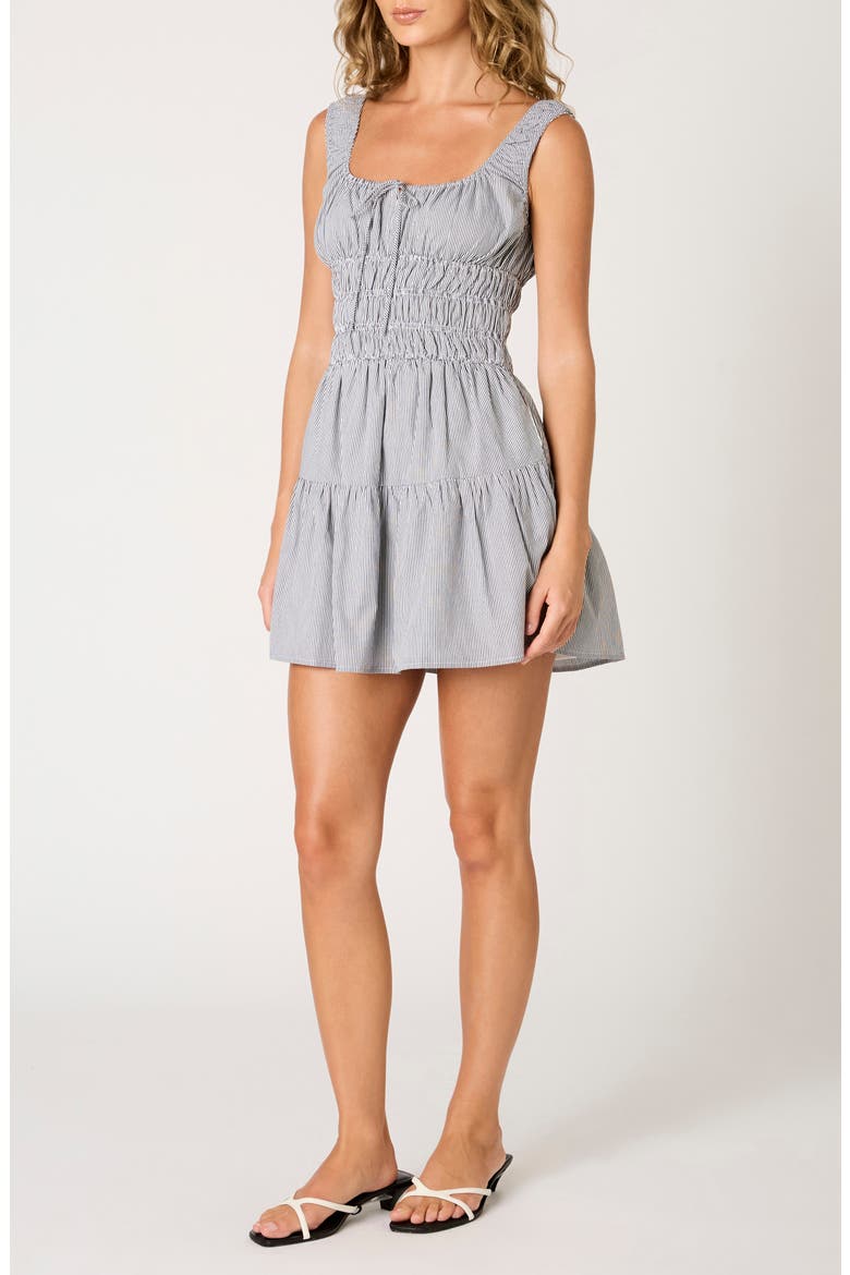 Salt Stripe Cotton Mini Sundress, Alternate, color, BLACK