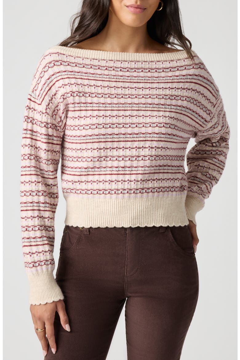 Off the Shoulder Textured Sweater, Main, color, BURGUNDY MULTI
