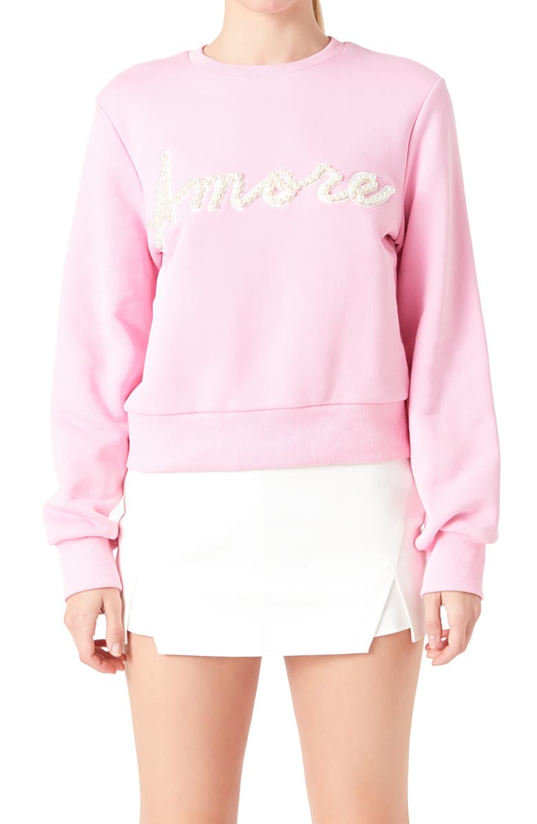 Endless Rose Amore Pearly Beaded Sweatshirt, Alternate, color,