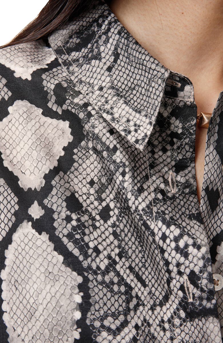 AllSaints Charli Snakeskin Print Button-Up Shirt, Alternate, color, Flow Ecru White