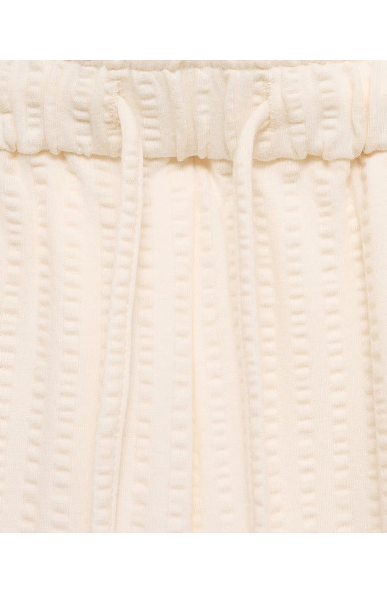 MANGO Drawstring Seersucker Shorts, Alternate, color, Ecru