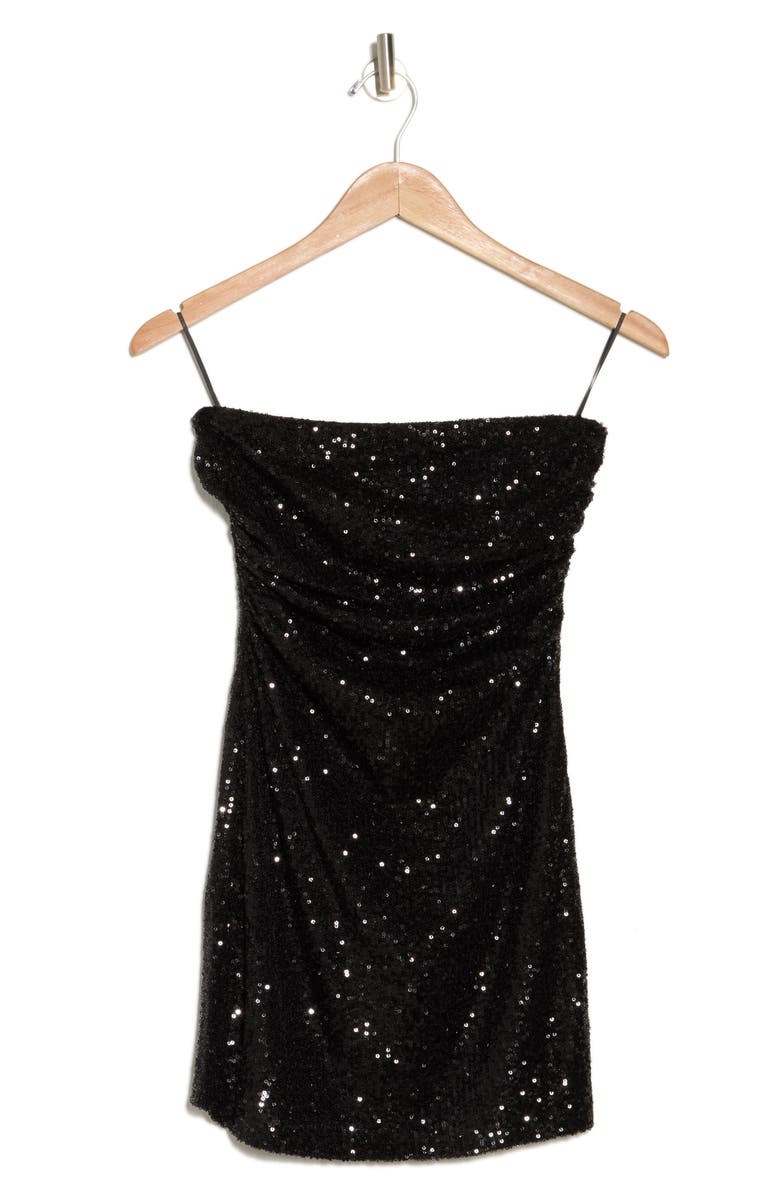 Abound Strapless Sequin Minidress, Alternate, color, Black Sequins