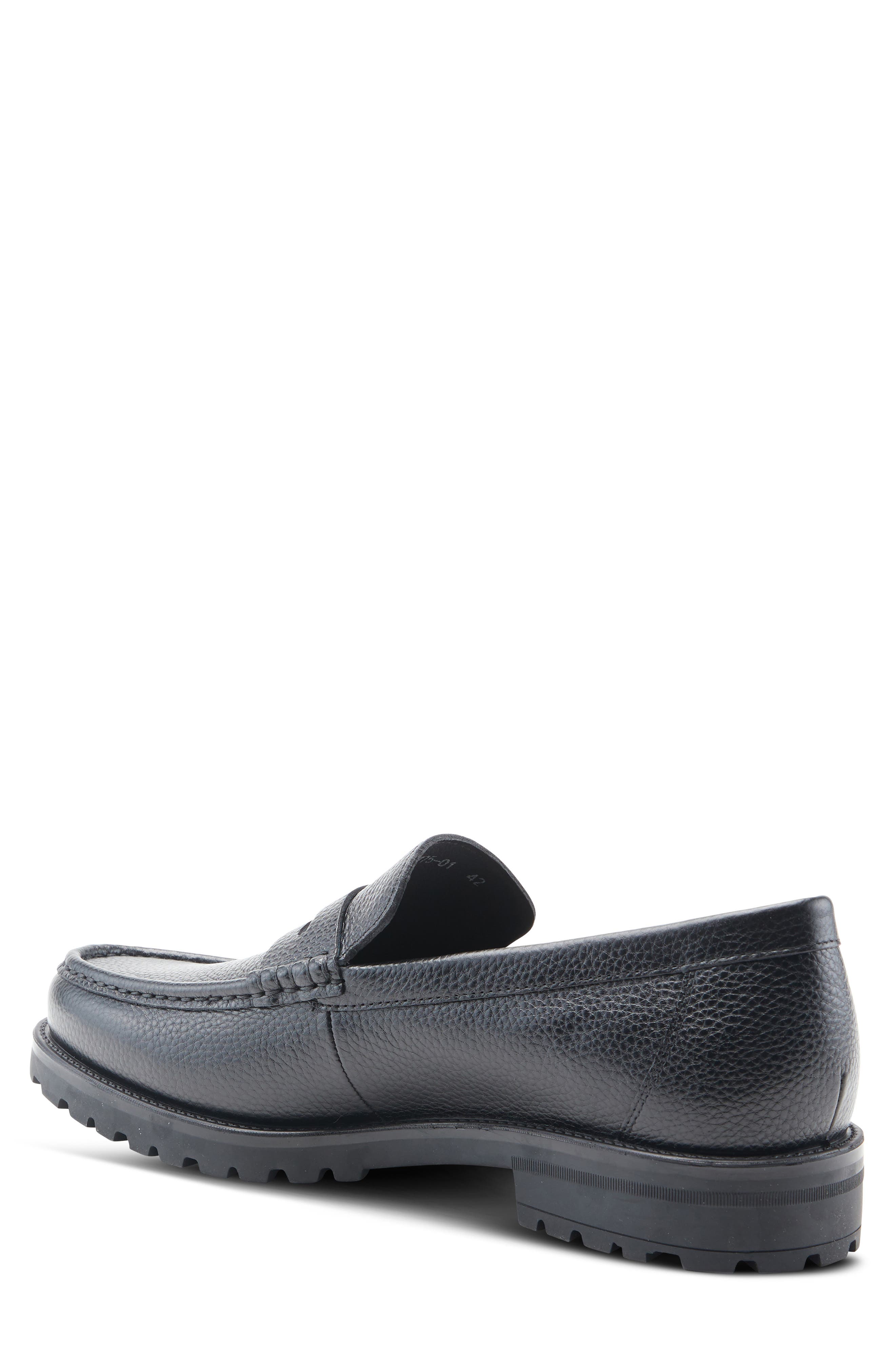 Spring Step Lug Sole Penny Loafer, Alternate, color, Black
