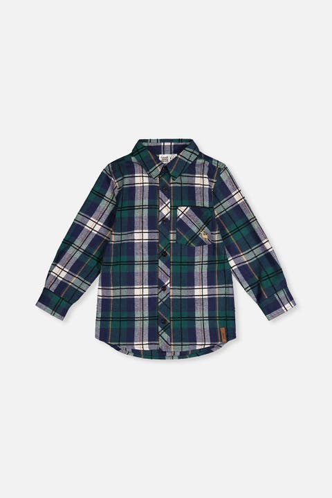 Plaid Button Front Shirt Collar Shirt