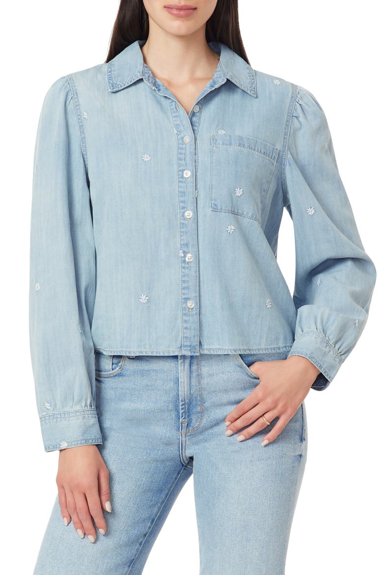 Puff Shoulder Denim Jacket, Main, color, LISMORE