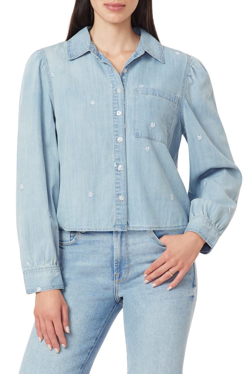 Kensie Puff Shoulder Denim Jacket, Main, color, Lismore