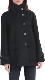 Tahari Harper Wool Blend Funnel Neck Coat