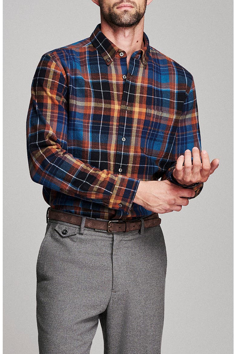 Tuscumbia Microblock Plaid Organic Cotton Flannel Button-Down Shirt, Main, color, MULTI