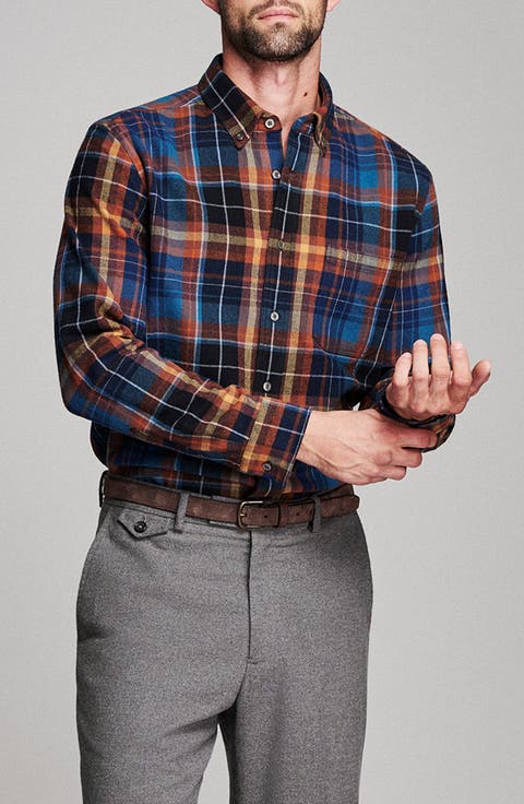 Tuscumbia Microblock Plaid Organic Cotton Flannel Button-Down Shirt