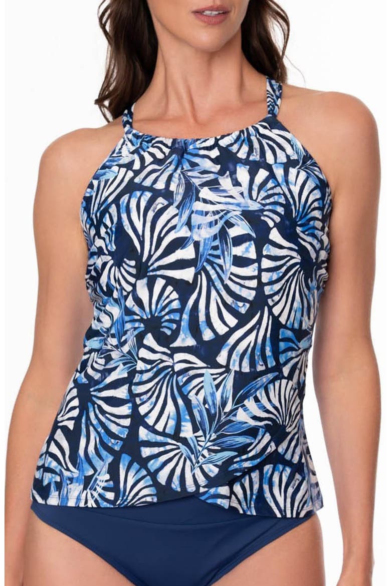 Biana Drape Tankini Bikini Top, Main, color, PANTHEON BLUE
