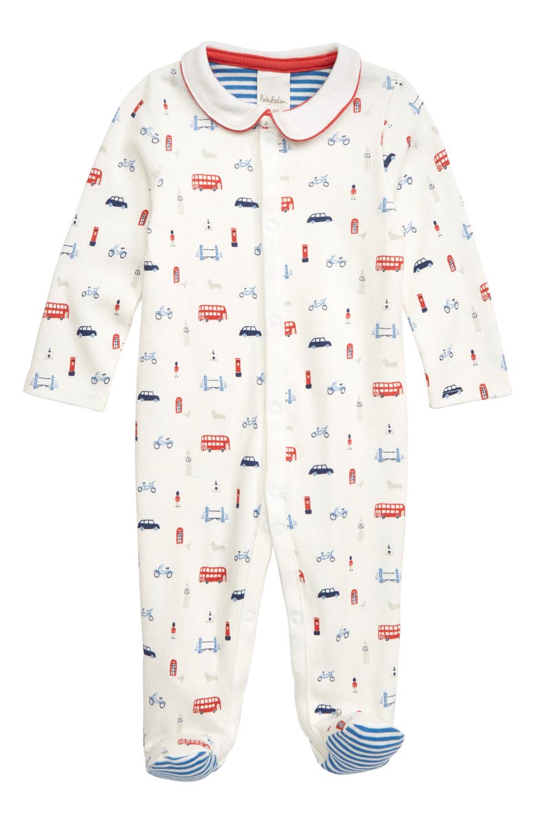 Mini Boden Print Organic Cotton Footie, Main, color, 