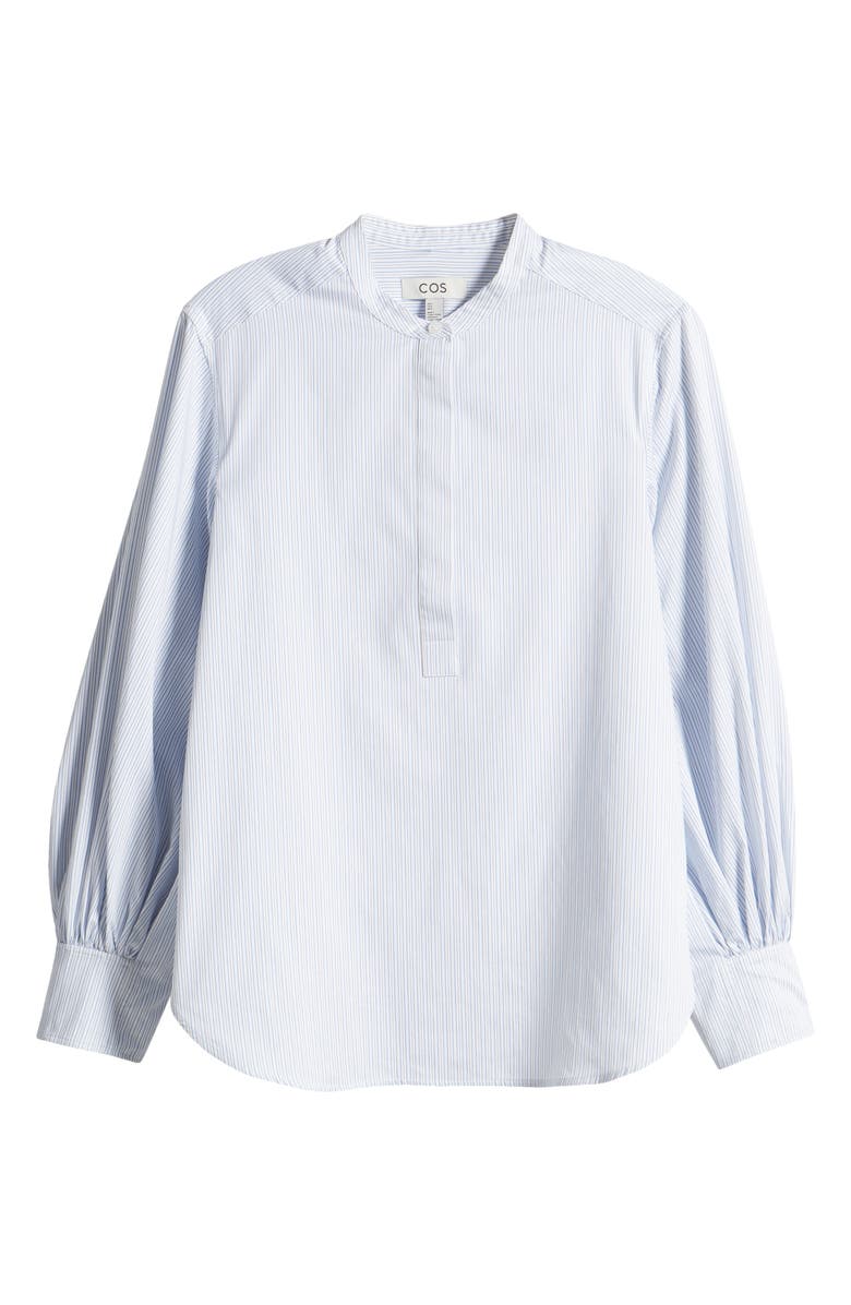 COS Gathered Grandad Collar Button Front Top, Alternate, color, 