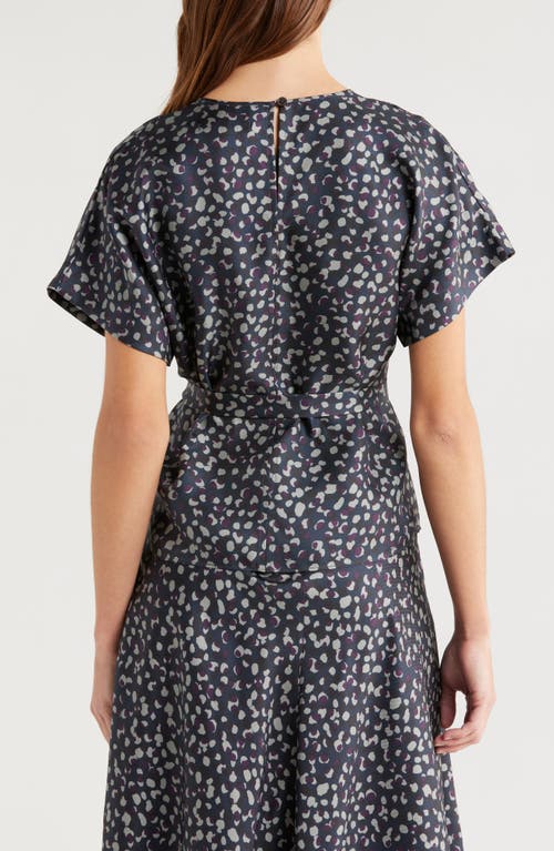 Shop Wyeth Dot Twist Detail Silk Twill Top In Twilight