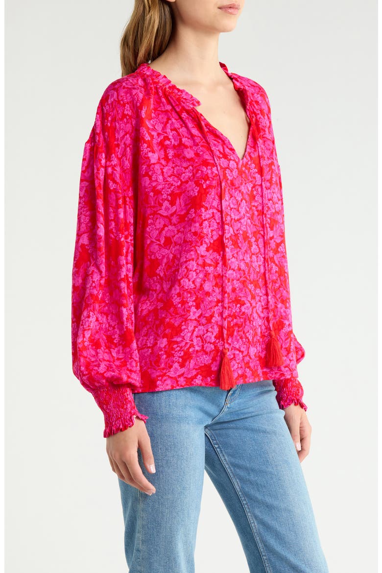 Weylin Split Neck Top, Alternate, color, RED-FUCHSIA