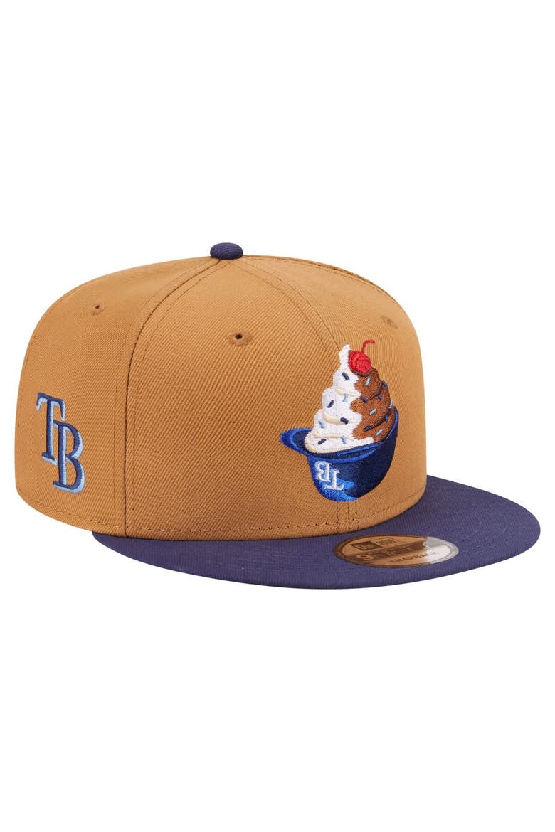 Men's New Era Khaki/Navy Tampa Bay Rays Ice Cream 9FIFTY Snapback Hat, Main, color, Khaki