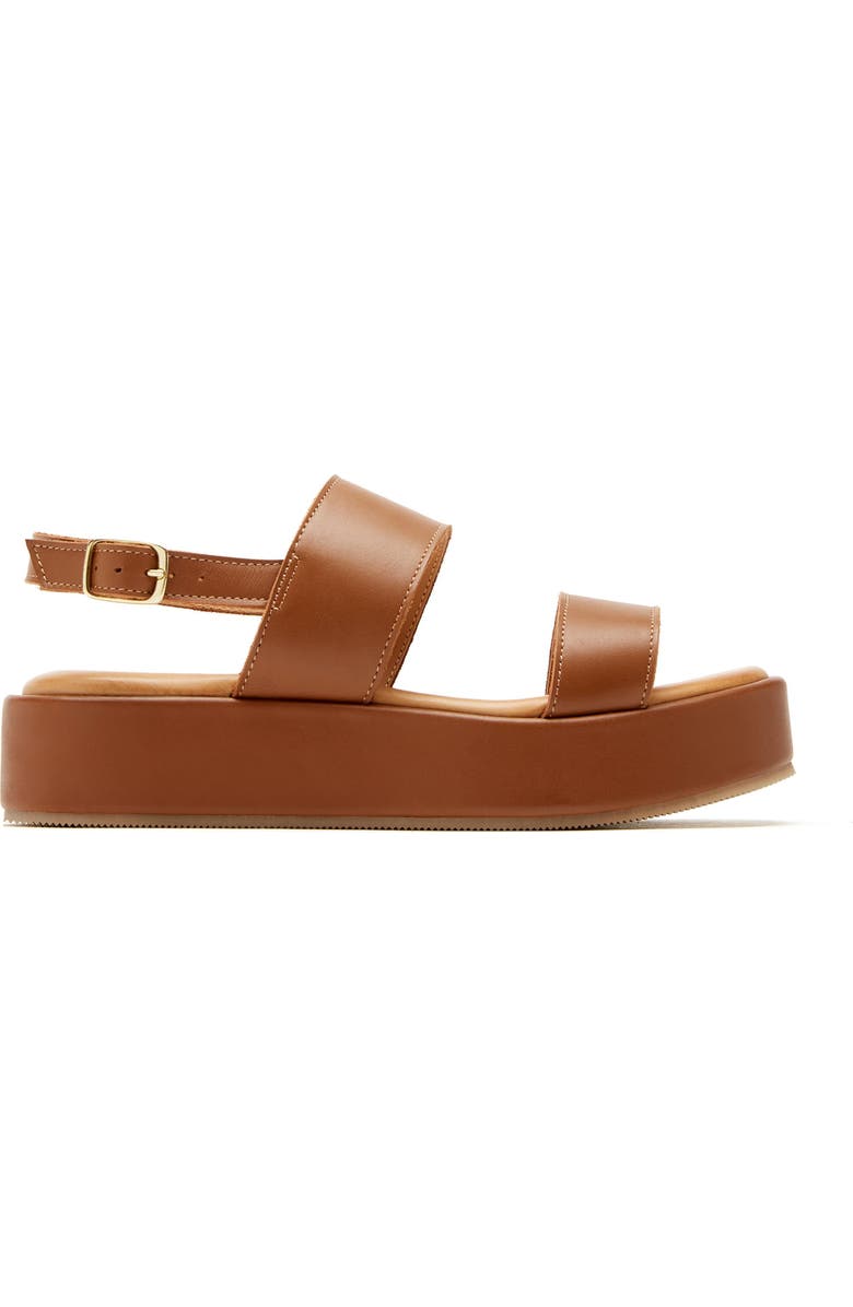 La Canadienne Sarai Waterproof Slingback Platform Wedge Sandal, Alternate, color, Cognac Leather