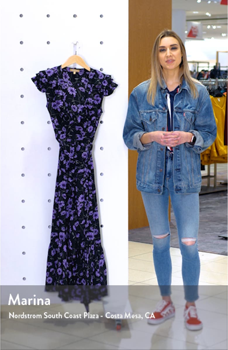 Floral Print Ruffle Wrap Dress, sales video thumbnail