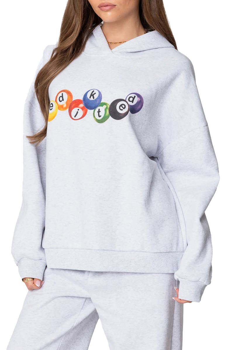 EDIKTED Billiard Oversize Hoodie, Alternate, color, Gray-Melange