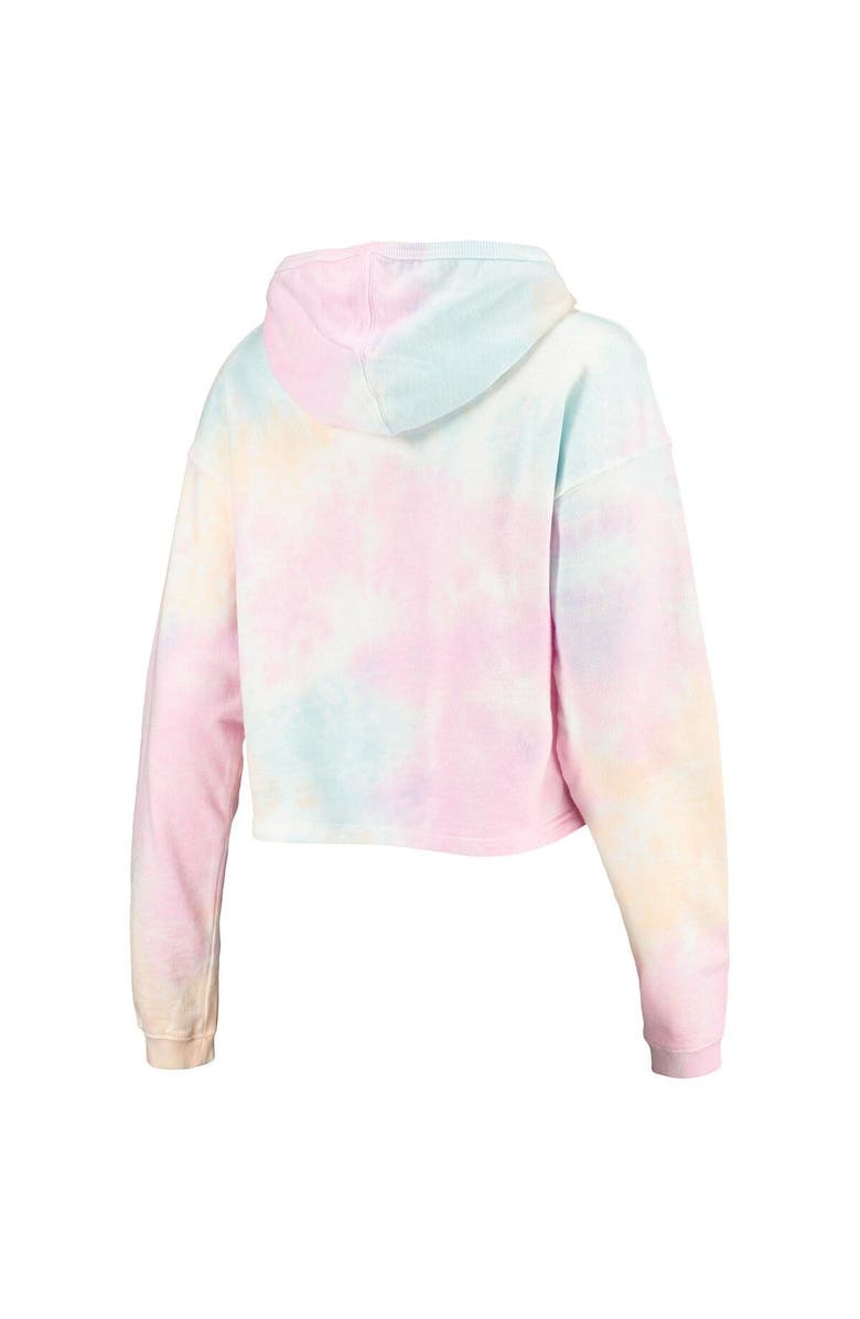 LEAGUE COLLEGIATE WEAR Women's League Collegiate Wear Pink/White Michigan State Spartans Tie-Dye Cropped Pullover Hoodie, Alternate, color,