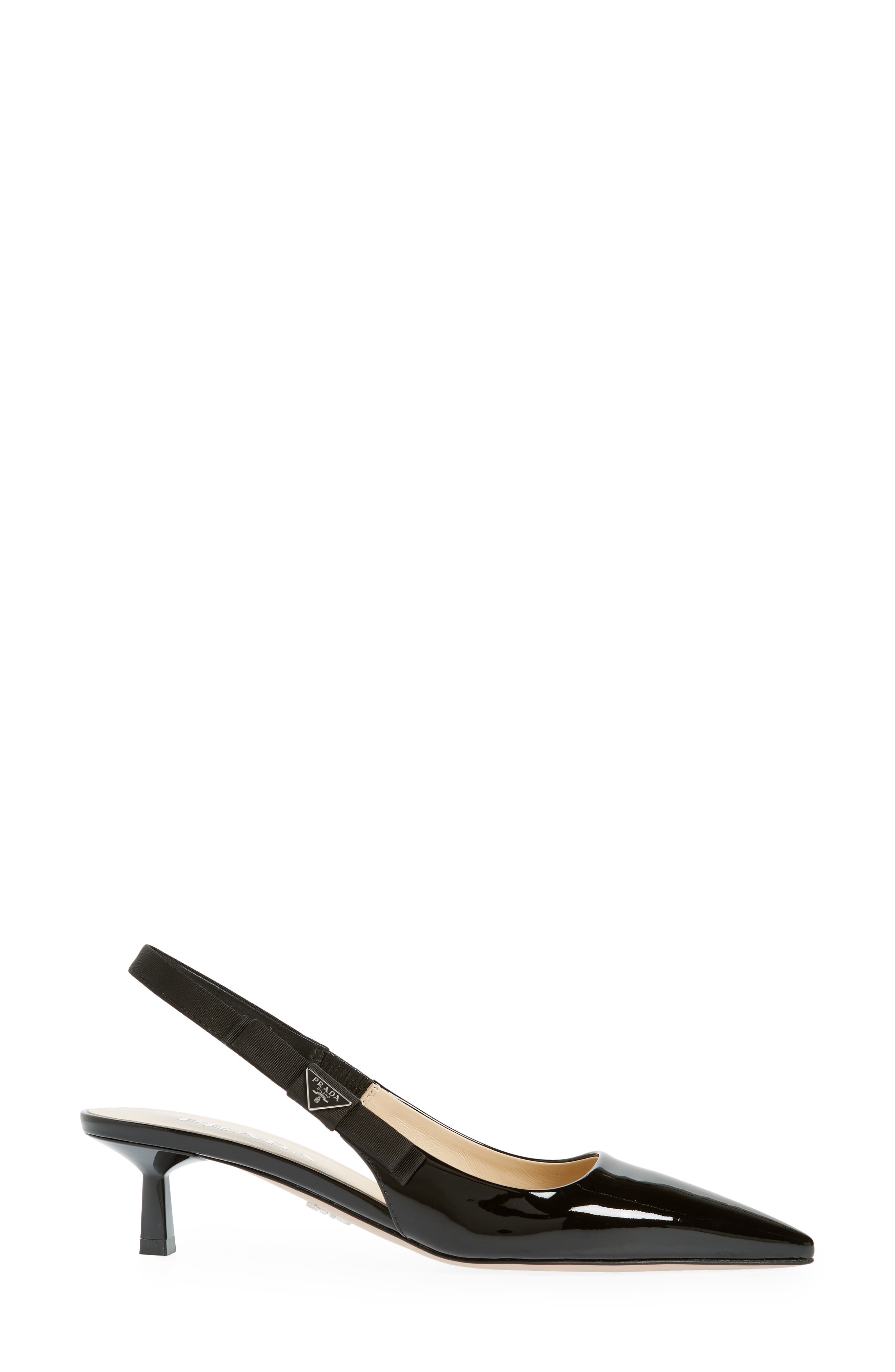 Prada Logo Patent Slingback Pump, Alternate, color, 