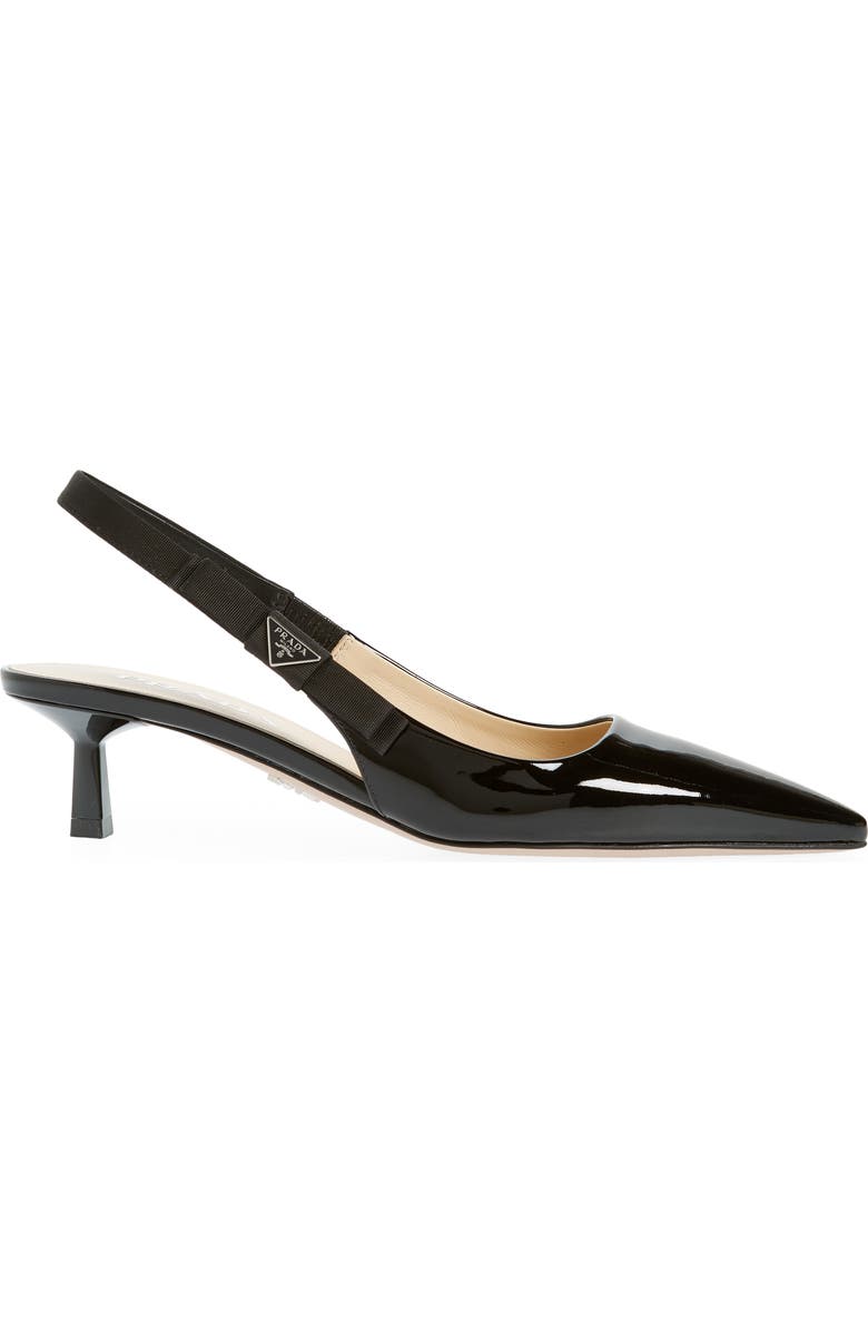 Prada Logo Patent Slingback Pump, Alternate, color,