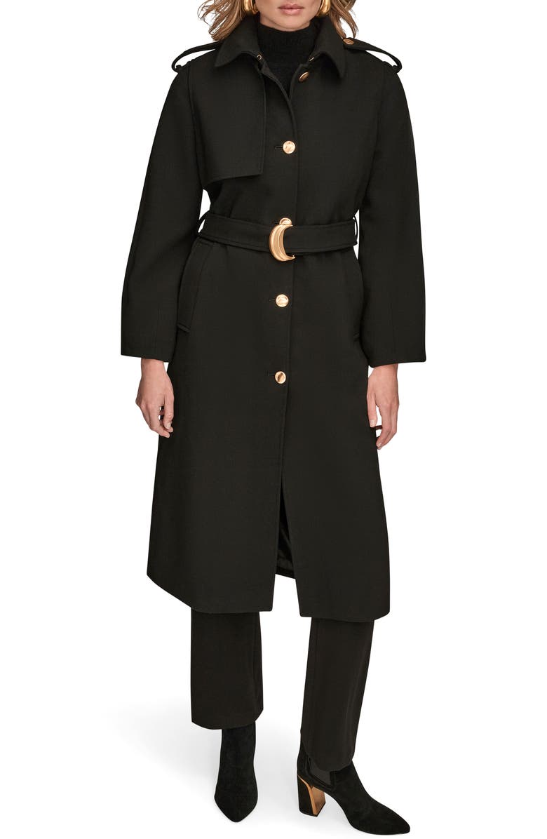 Donna Karan New York Modern Crepe Trench Coat, Main, color, Black