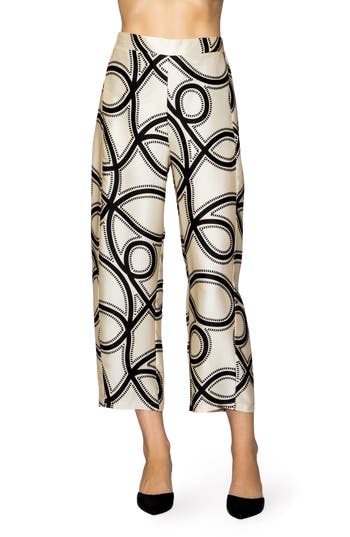 Melloday Printed Ankle Barrel Leg Pants In Multi