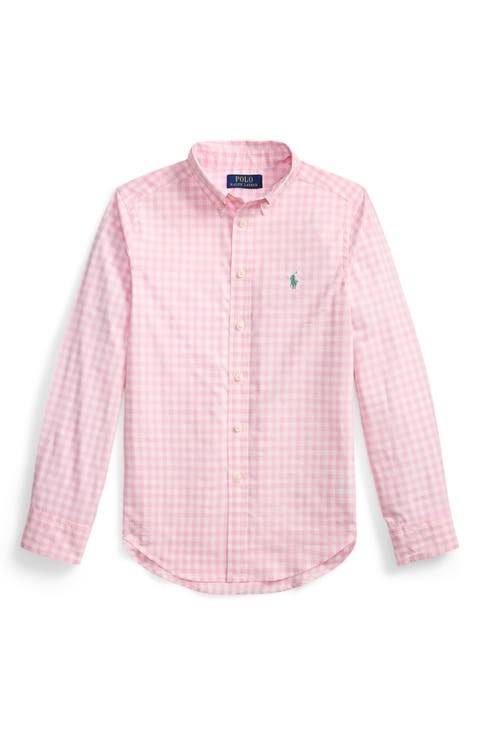 Kids' Gingham Check Cotton Poplin Button-Down Shirt (Big Kid)