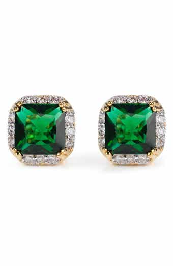 Cubic Zirconia Halo Stud Earrings