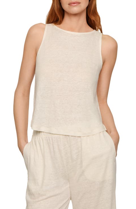 Boat Neck Organic Linen Sleeveless Lounge Top