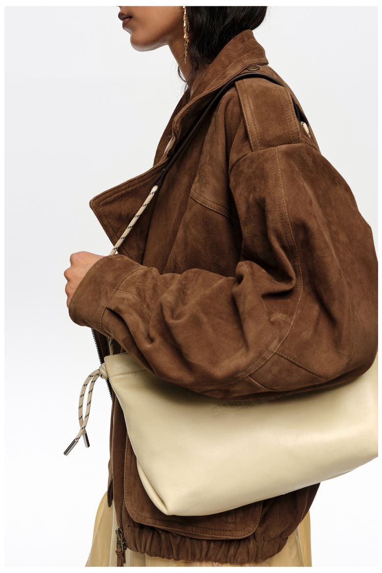 Double-Front Suede Jacket, Alternate, color, DARK OLIVE